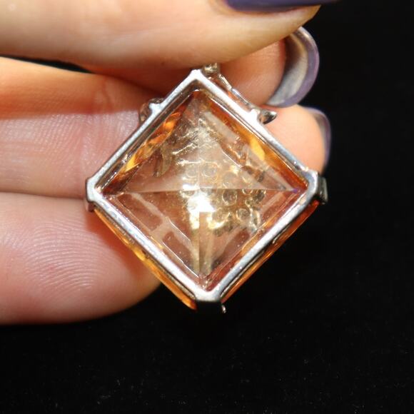 Peach Tourmaline Pendant Silver with White Accents - Picture 3 of 4